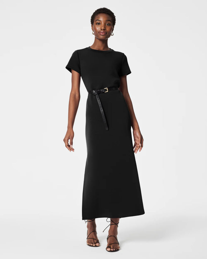 spanx air essentials maxi dress AirEssentials womens fuzzy warm sweater this chic midi dress Scanlan Theodore - Navy backing:Brass Antique